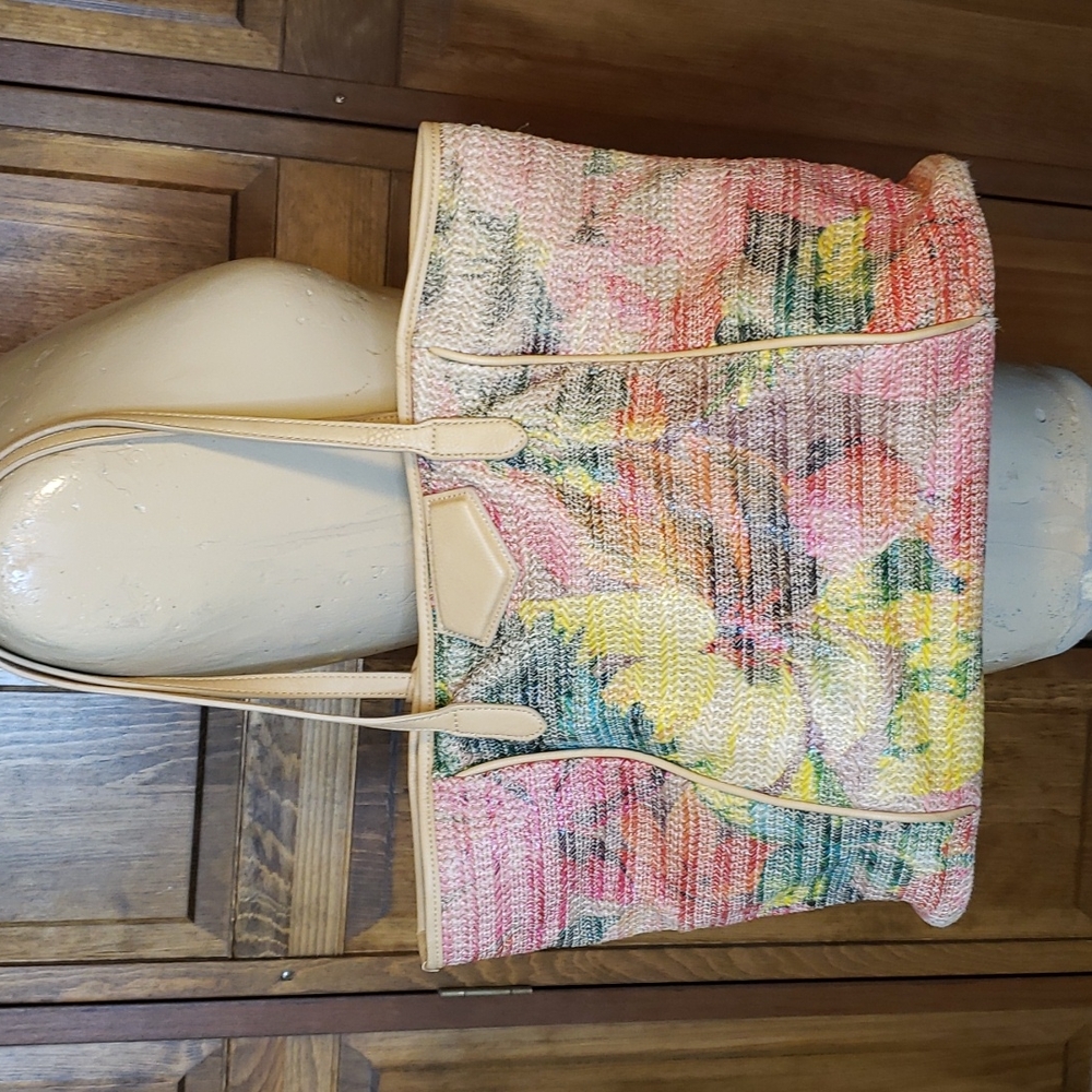 Urban Expressions Vegan Leather Woven Floral Tote Bag